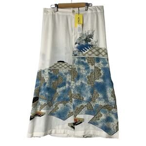 Citron Santa Monica Silk Floral Skirt Womens Size Large Art to Wear NWT $249